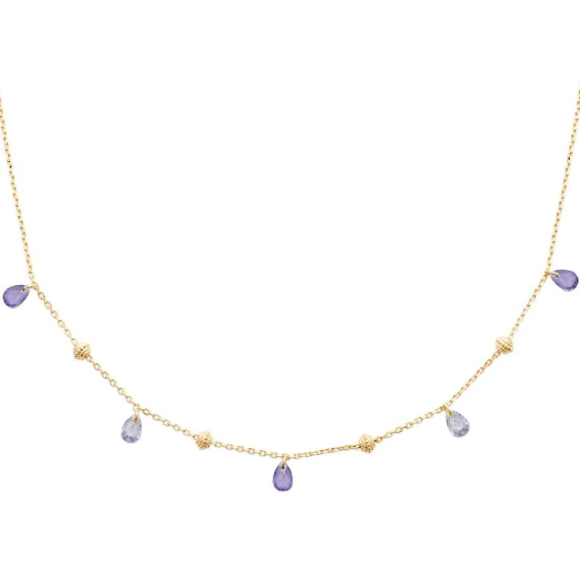 Maison de la Bijouterie Collier fantaisie femme cristal violet plaqué or UW404Z45 | Femme Collier Et Pendentif