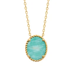 Maison de la Bijouterie Collier femme amazonite plaqué or UW35V345 | Femme Collier Et Pendentif