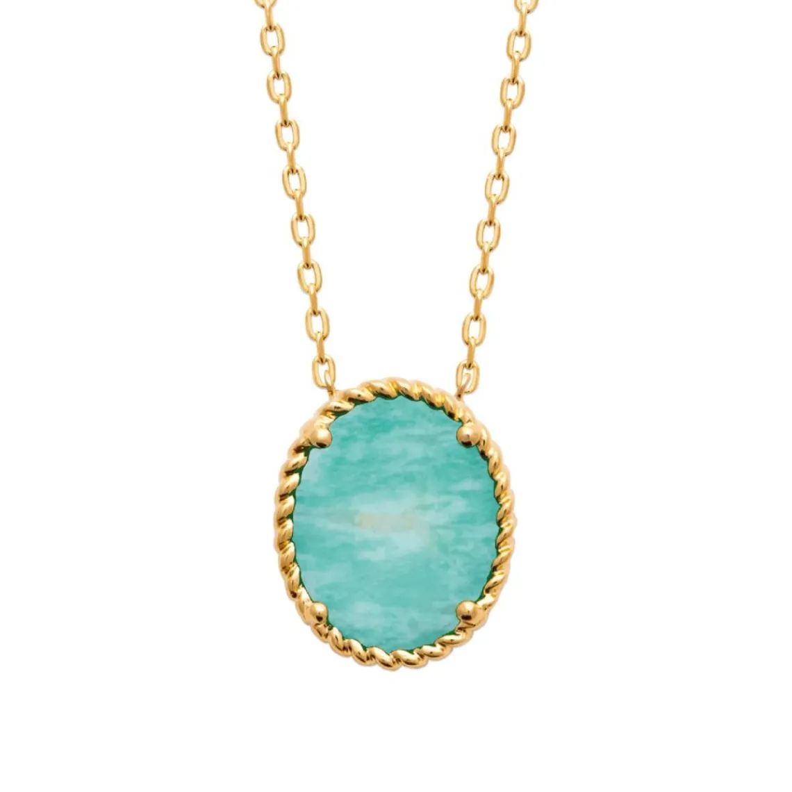 Maison de la Bijouterie Collier femme amazonite plaqué or UW35V345 | Femme Collier Et Pendentif
