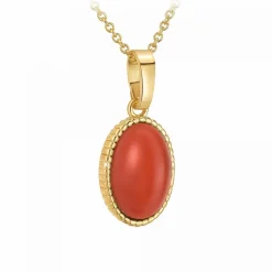 Angèle M Bijoux Collier femme Angèle M B2458-RED-ONYX - Métal Doré | Femme Collier Et Pendentif