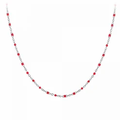Angèle M Bijoux Collier femme Angèle M - B2380-ROUGE Acier Argent | Femme Collier Et Pendentif
