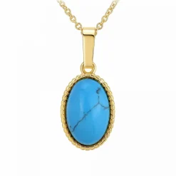 Angèle M Bijoux Collier femme Angèle M - B2458-TURQUOISE Métal Doré | Femme Collier Et Pendentif