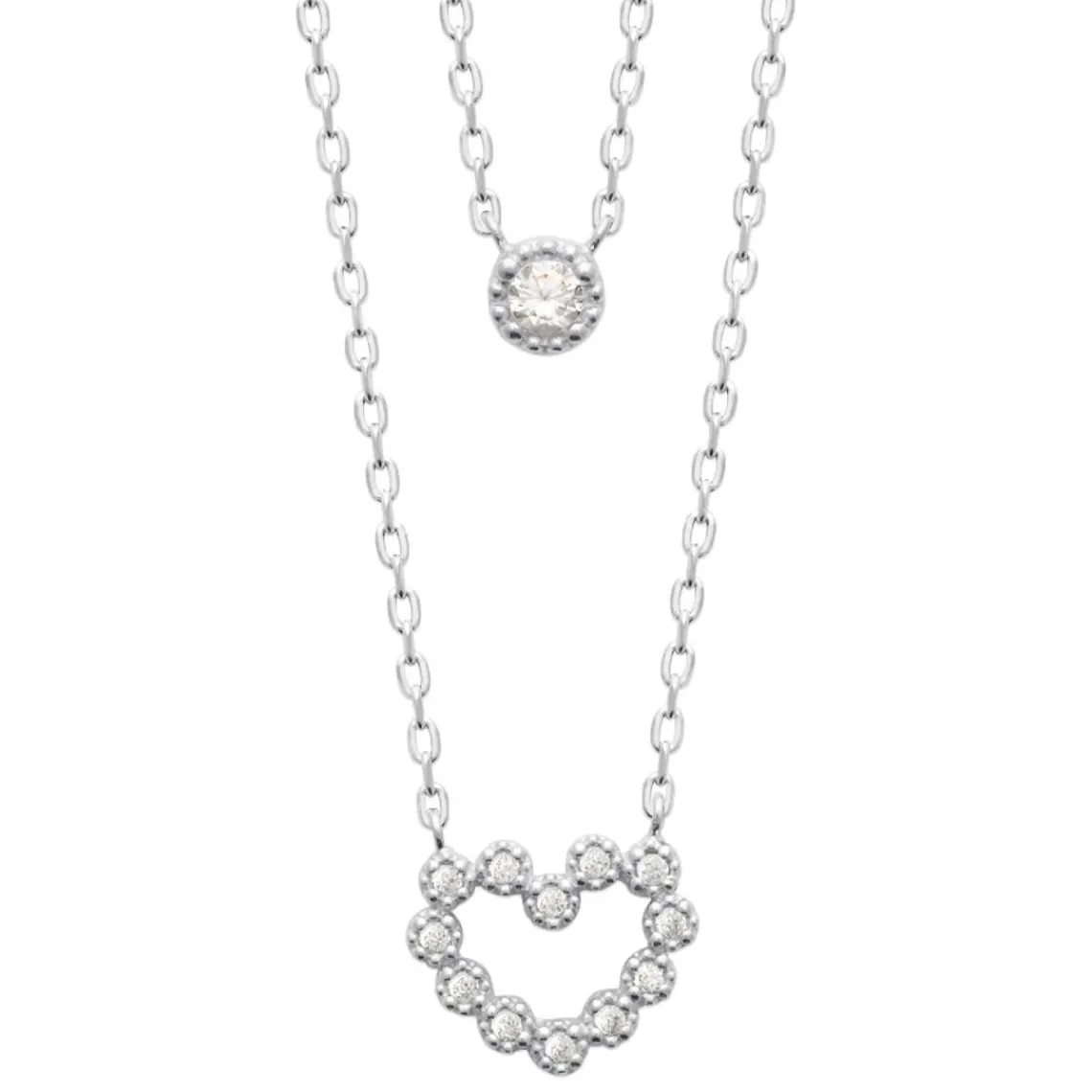 Maison de la Bijouterie Collier femme argent cœur oxyde de zirconium VW36Y445 | Femme Collier Et Pendentif