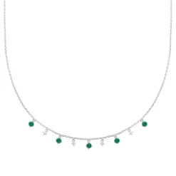 Maison de la Bijouterie Collier femme argent fantaisie pierres vertes VW3W4645 | Femme Collier Et Pendentif