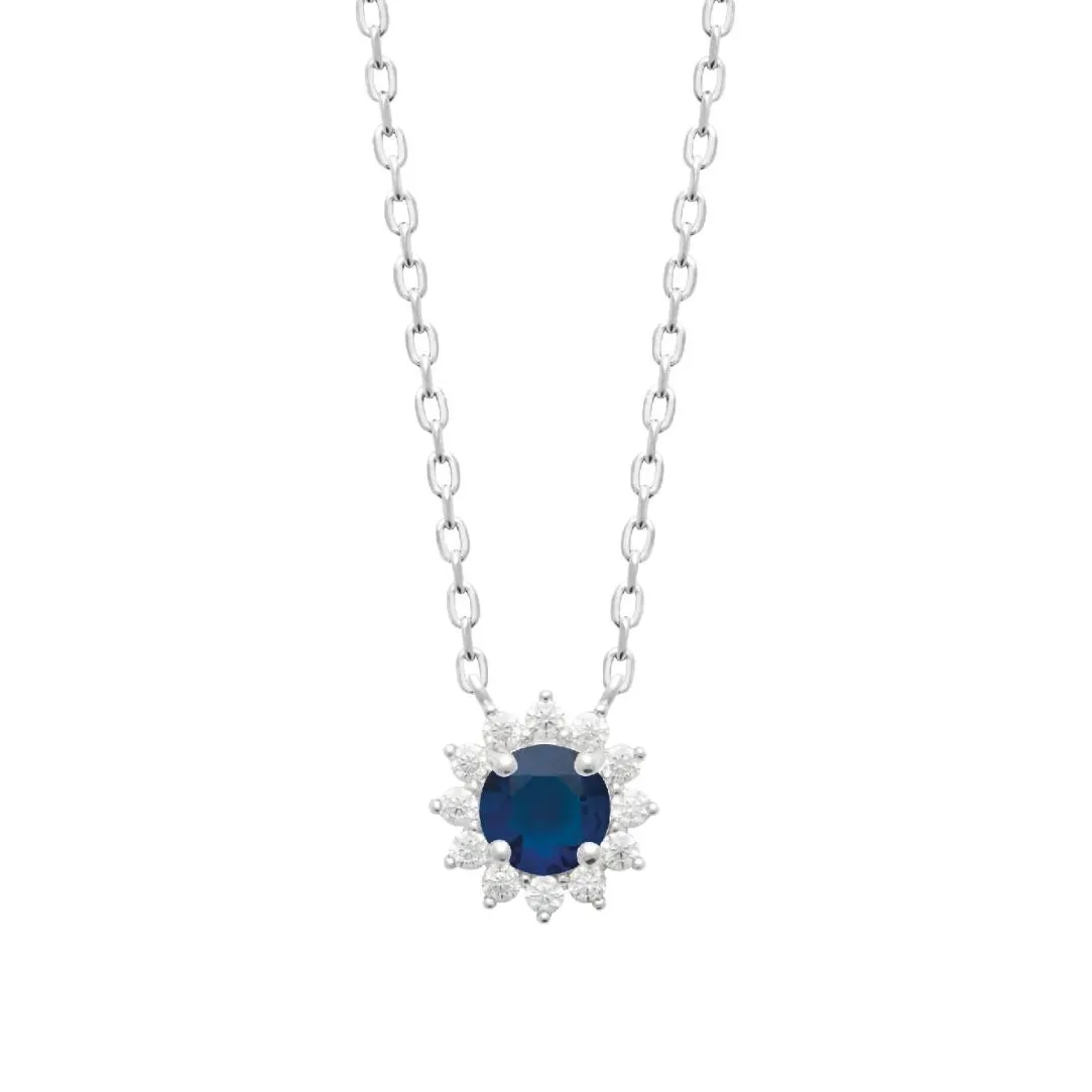 Maison de la Bijouterie Collier femme argent pendentif pierre bleue VW3UW045 | Femme Collier Et Pendentif