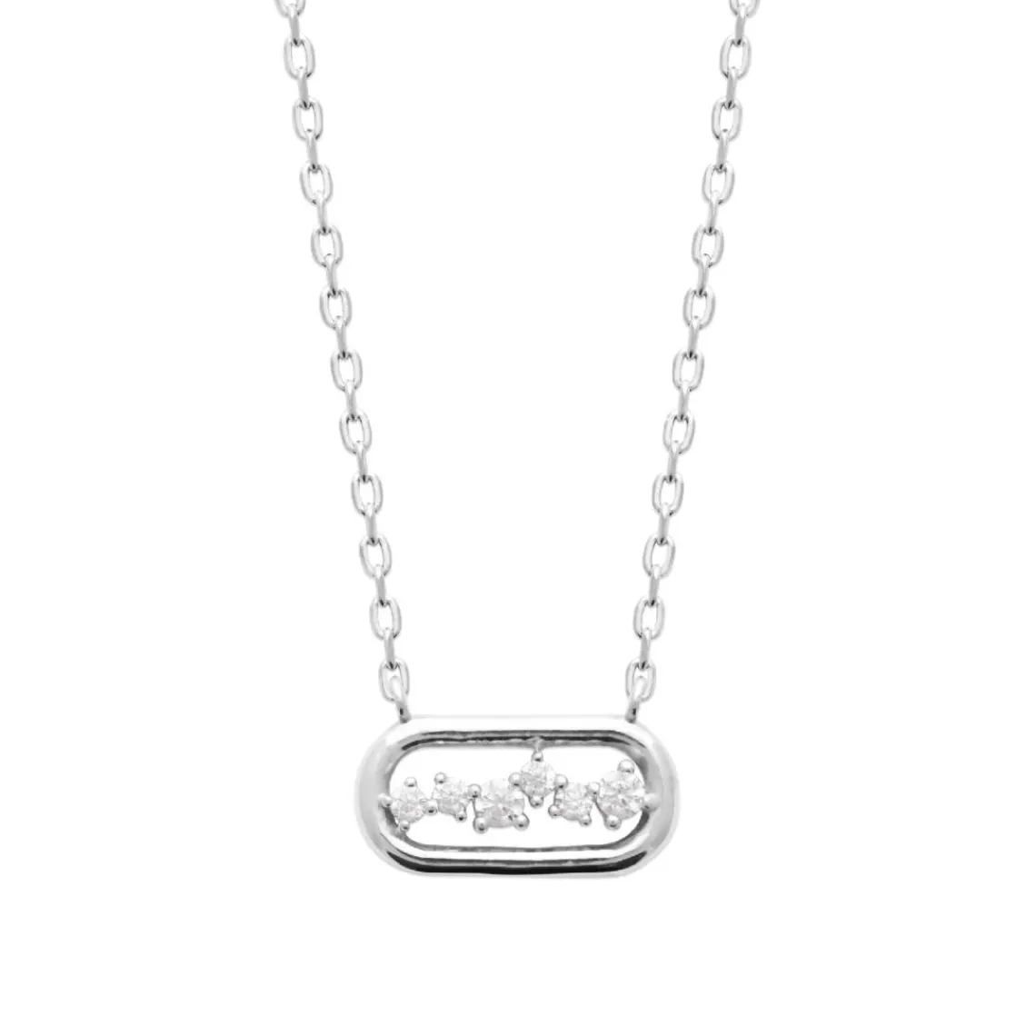 Maison de la Bijouterie Collier femme argent pendentif ovale oxydes VW3V6345 | Femme Collier Et Pendentif