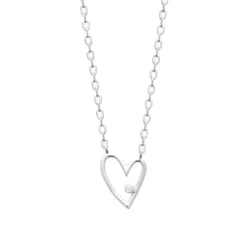 Maison de la Bijouterie Collier femme argent pendentif cœur serti clos VW3U6645 | Femme Collier Et Pendentif