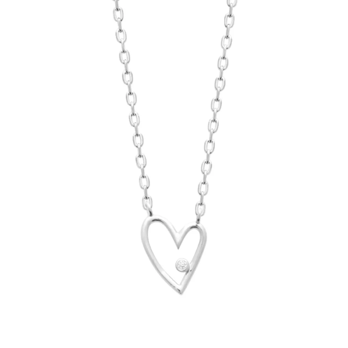 Maison de la Bijouterie Collier femme argent pendentif cœur serti clos VW3U6645 | Femme Collier Et Pendentif