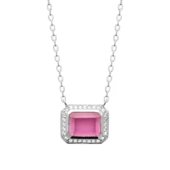 Maison de la Bijouterie Collier femme argent pendentif oz et pierre rose VW3W0545 | Femme Collier Et Pendentif