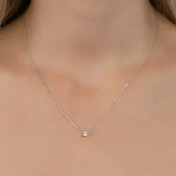 Maison de la Bijouterie Collier femme argent rhodié blanc serti griffe - VW30W445 | Femme Collier Et Pendentif