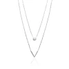 Maison de la Bijouterie Collier femme argent rhodié blanc serti clos v - VWZU0445 | Femme Collier Et Pendentif