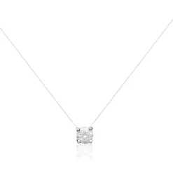 Maison de la Bijouterie Collier femme argent rhodié blanc serti griffe - VWZ3ZY4Y | Femme Collier Et Pendentif