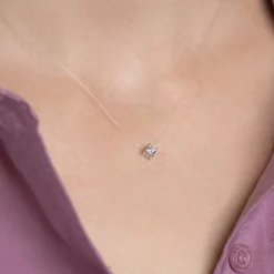 Maison de la Bijouterie Collier femme argent rhodié blanc serti griffe - VWZ3ZY4Y | Femme Collier Et Pendentif