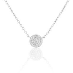 Maison de la Bijouterie Collier femme argent rhodié blanc serti griffe rond - VWZ45Y45 | Femme Collier Et Pendentif
