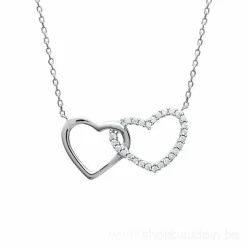 Maison de la Bijouterie Collier femme argent rhodié blanc serti griffe cœur - VW0UVV4Y | Femme Collier Et Pendentif