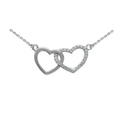 Maison de la Bijouterie Collier femme argent rhodié blanc serti griffe cœur - VW0UVV4Y | Femme Collier Et Pendentif