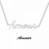 Athème Collier femme - B2689-ARGENT-AMOUR Acier Argent | Femme Collier Et Pendentif