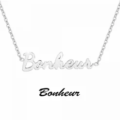 Athème Collier femme - B2689-ARGENT-BONHEUR Acier Argent | Femme Collier Et Pendentif