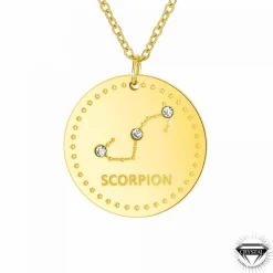 Athème Collier femme - B2449-SCORPION Acier Doré | Femme Collier Et Pendentif