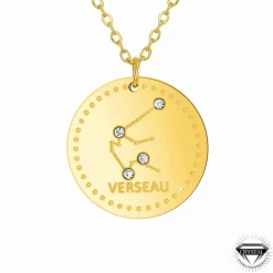Athème Collier femme - B2449-VERSEAU Acier Doré | Femme Collier Et Pendentif