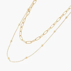 Balaboosté Collier Femme Acier 2 Chaines Différentes - 3502456560390 Métal Doré | Femme Collier Et Pendentif