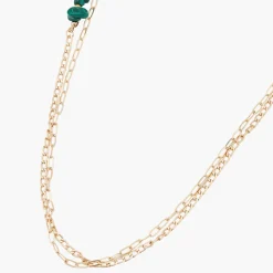 Balaboosté Collier Femme Fermoir T Avec Pierres Et Chaine - 3502456533103 Métal Vert | Femme Collier Et Pendentif
