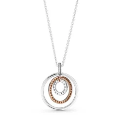 Pandora Collier femme Collier avec Pendentif Cercles Bimatières Signature - 389483C01 Argent | Femme Collier Et Pendentif
