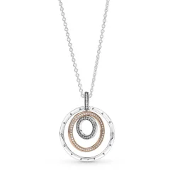 Pandora Collier femme Collier avec Pendentif Cercles Bimatières Signature - 389483C01 Argent | Femme Collier Et Pendentif