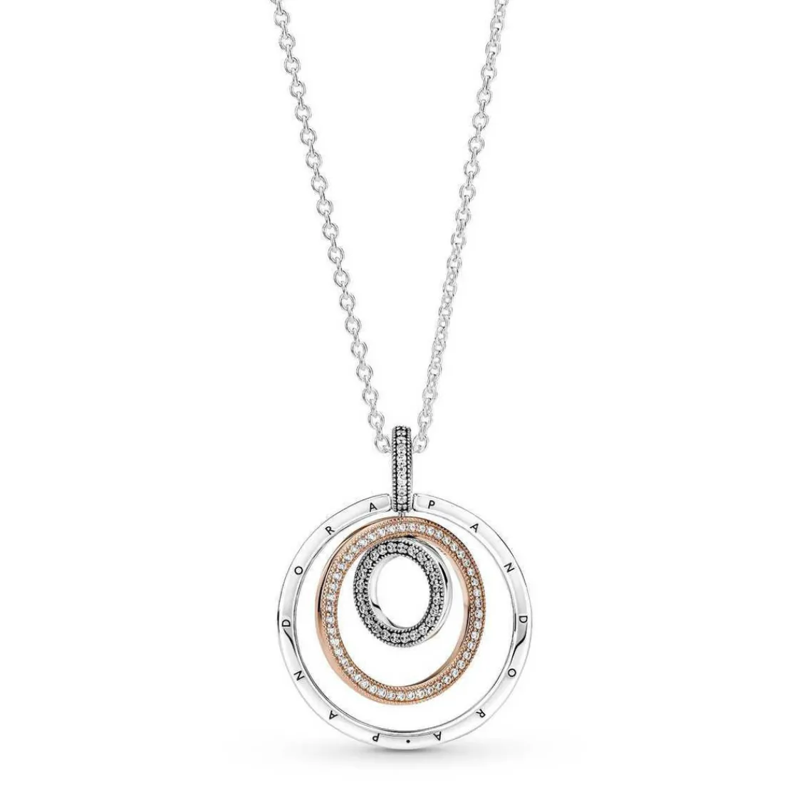 Pandora Collier femme Collier avec Pendentif Cercles Bimatières Signature - 389483C01 Argent | Femme Collier Et Pendentif