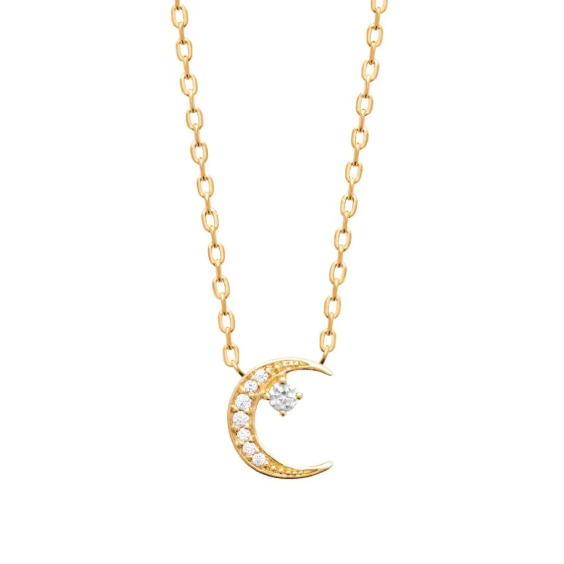 Maison de la Bijouterie Collier femme croissant de lune plaqué or UW35W645 | Femme Collier Et Pendentif