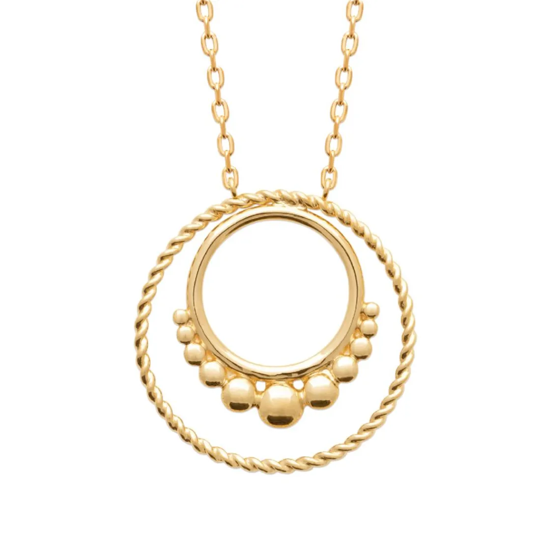 Maison de la Bijouterie Collier femme double anneau plaqué or UYZUUV45 | Femme Collier Et Pendentif