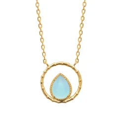 Maison de la Bijouterie Collier femme fantaisie agate bleue plaqué or UW3YU345 | Femme Collier Et Pendentif