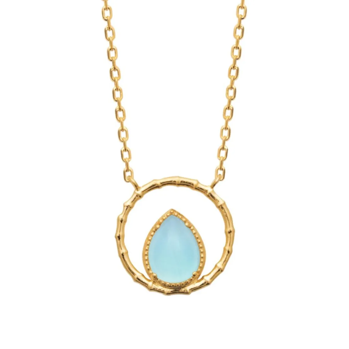 Maison de la Bijouterie Collier femme fantaisie agate bleue plaqué or UW3YU345 | Femme Collier Et Pendentif