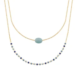 Maison de la Bijouterie Collier femme fantaisie amazonite plaqué or UW3Y4Z45 | Femme Collier Et Pendentif