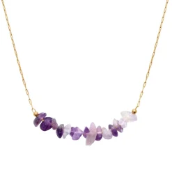 Maison de la Bijouterie Collier femme fantaisie améthyste plaqué or UW363Z45 | Femme Collier Et Pendentif