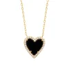 Maison de la Bijouterie Collier femme fantaisie cœur noir plaqué or UW35UY45 | Femme Collier Et Pendentif