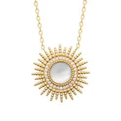 Maison de la Bijouterie Collier femme fantaisie pendentif nacre plaqué or UW333045 | Femme Collier Et Pendentif