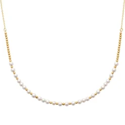Maison de la Bijouterie Collier femme fantaisie perles blanches plaqué or UW343045 | Femme Collier Et Pendentif