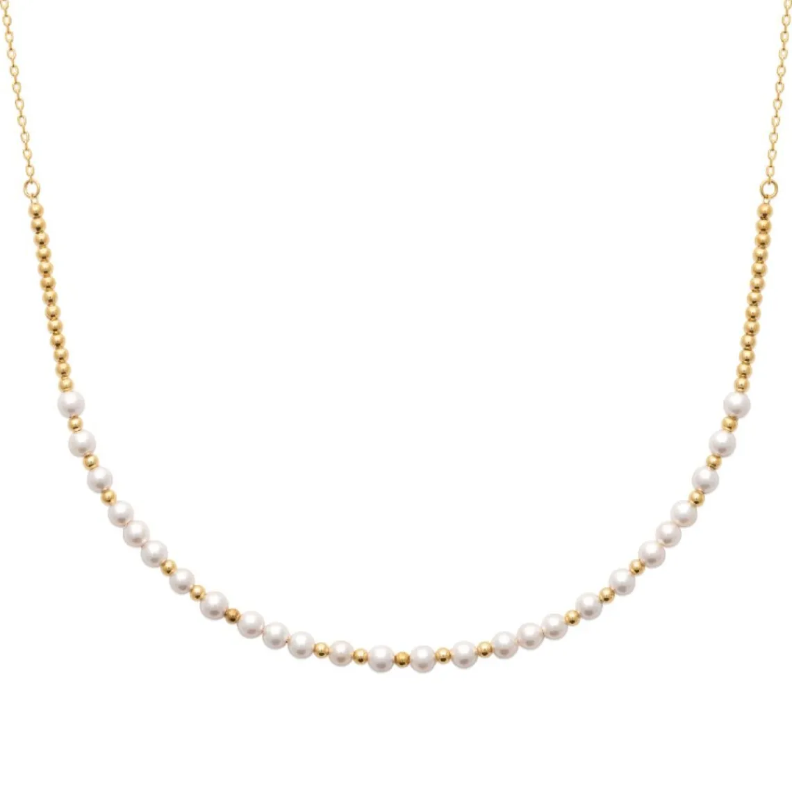 Maison de la Bijouterie Collier femme fantaisie perles blanches plaqué or UW343045 | Femme Collier Et Pendentif