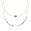 Maison de la Bijouterie Collier femme fantaisie quartzite vert plaqué or UW3Y3545 | Femme Collier Et Pendentif