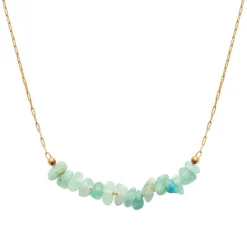 Maison de la Bijouterie Collier femme fantaisie quartzite vert plaqué or UW36YV45 | Femme Collier Et Pendentif