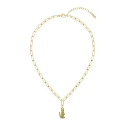 Lacoste Collier Femme Crocodile - 2040362 Acier Doré Ajustable Circonference Interieure 457 Mm | Femme Collier Et Pendentif