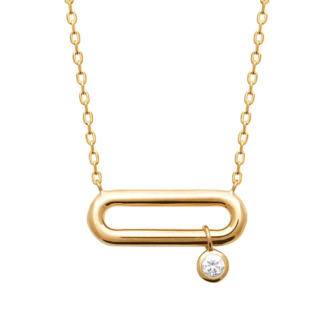 Maison de la Bijouterie Collier femme maillon ovale serti clos plaqué or UW344Z45 | Femme Collier Et Pendentif