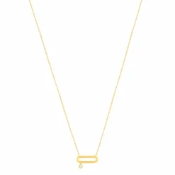 Maison de la Bijouterie Collier femme maillon ovale serti clos plaqué or UW344Z45 | Femme Collier Et Pendentif