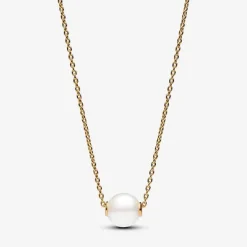 Pandora Collier femme métal doré à l'or fin avec perle et zircone Timeless 363167C01 | Femme Collier Et Pendentif