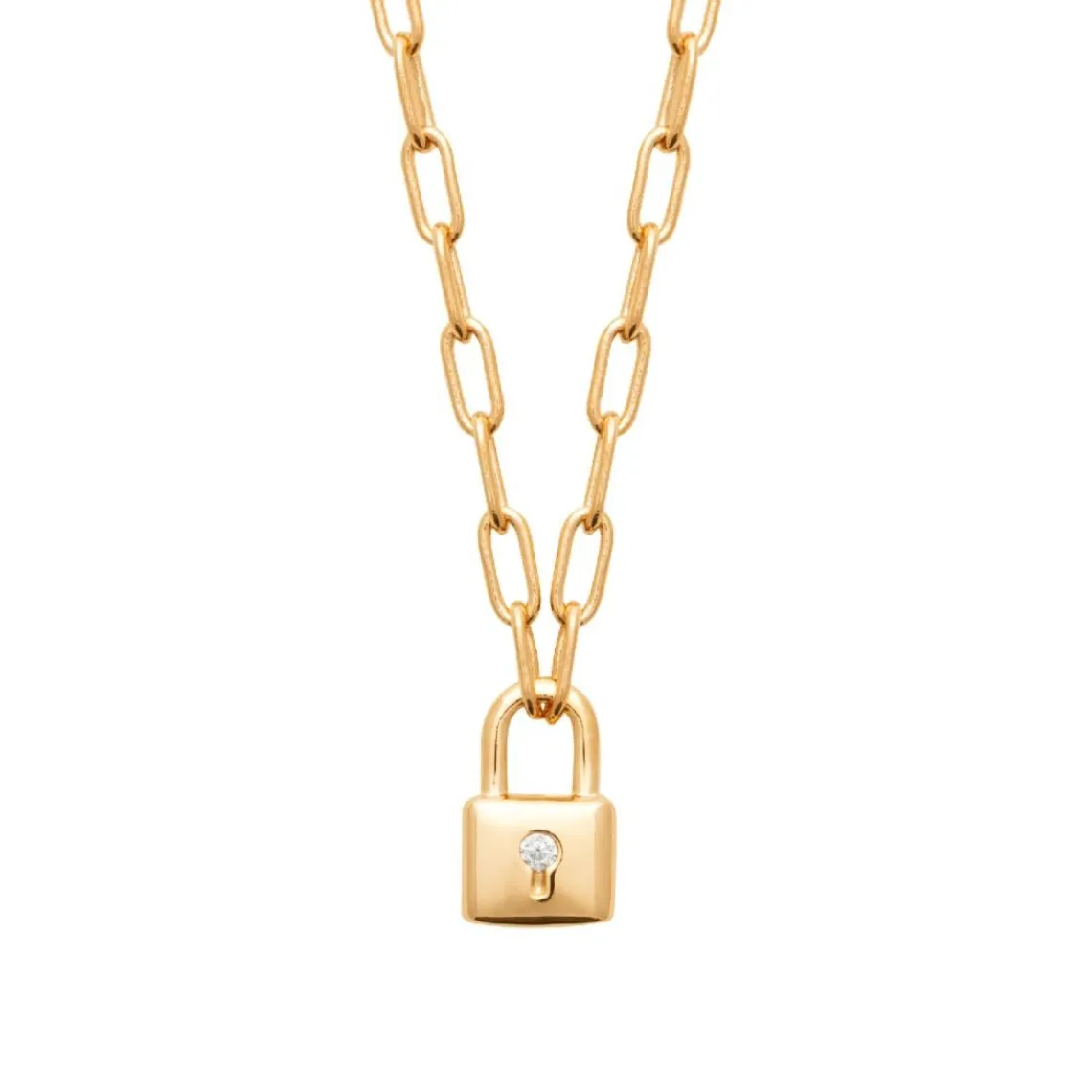 Maison de la Bijouterie Collier femme pendentif cadenas plaqué or UW35YU45 | Femme Collier Et Pendentif