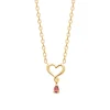 Maison de la Bijouterie Collier femme pendentif cœur pierre rouge plaqué or UW3U5645 | Femme Collier Et Pendentif