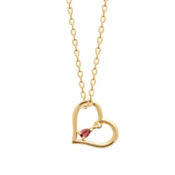 Maison de la Bijouterie Collier femme pendentif cœur pierre rouge plaqué or UW3U5545 | Femme Collier Et Pendentif