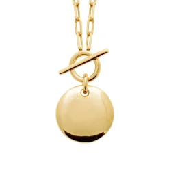 Maison de la Bijouterie Collier femme pendentif rond plaqué or UYY04W45 | Femme Collier Et Pendentif