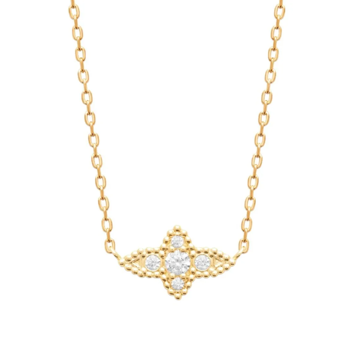 Maison de la Bijouterie Collier femme pendentif serti clos plaqué or UW405Y45 | Femme Collier Et Pendentif